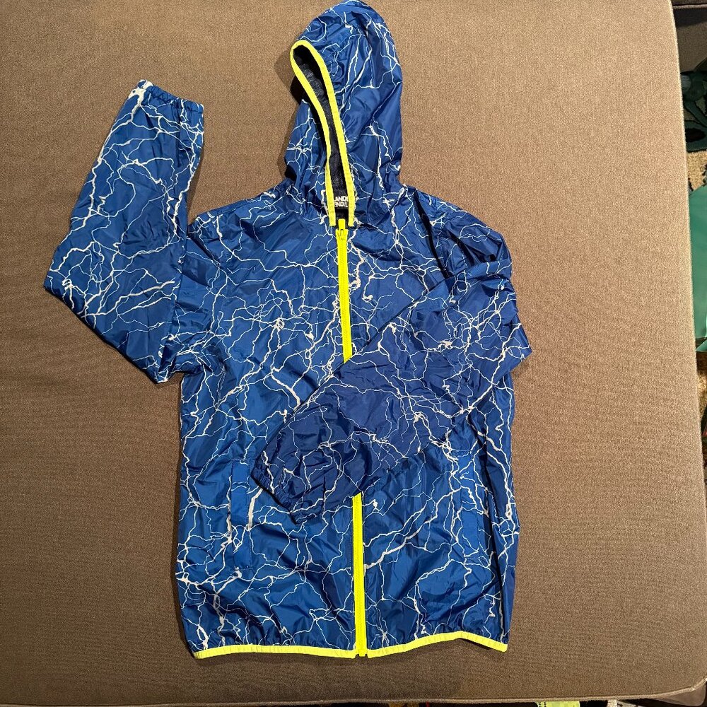 Lands' End Packable Kids Windbreaker Lightening Blue Size XL (14-16)